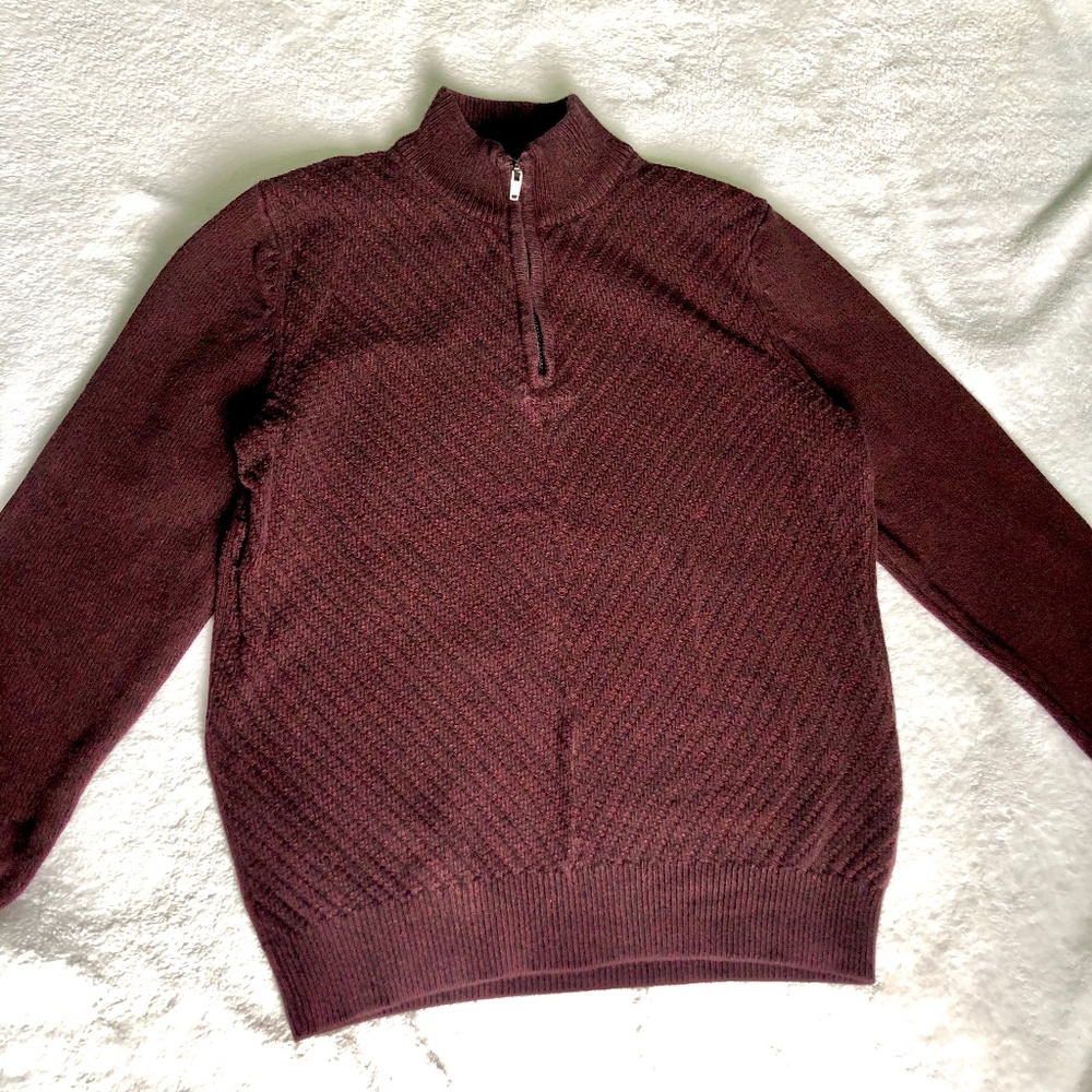 Calvin Klein Jeans Burgundy 100% Cotton 1/4 Zip L